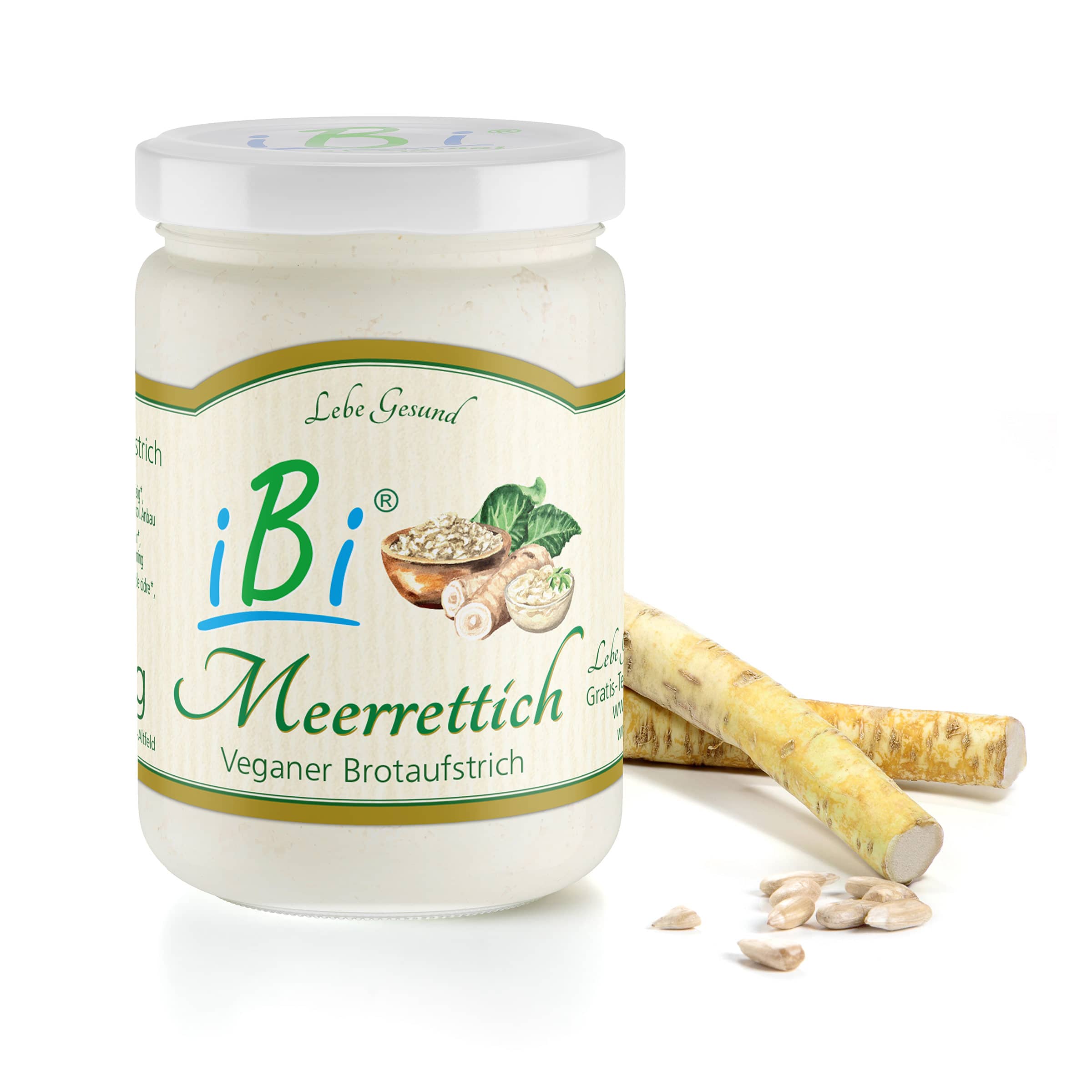 iBi-Meerrettich jetzt bestellen iBi-Meerrettich - milder Bio-Brotaufstrich mit Meerrettich und Sonnenblumenkernen