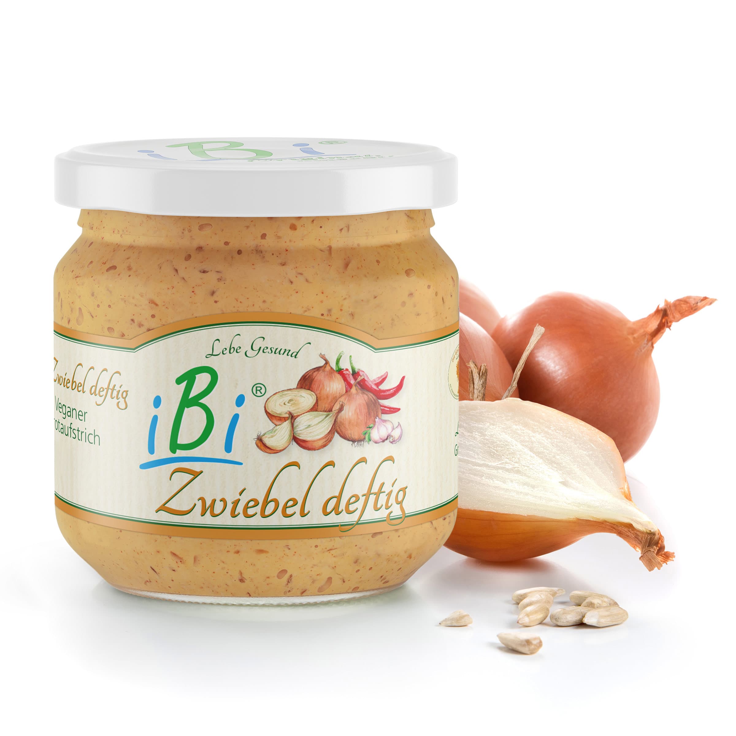 iBi-Zwiebel deftig jetzt kaufen iBi-Zwiebel deftig von Lebe Gesund – veganer Brotaufstrich mit Zwiebelstückchen