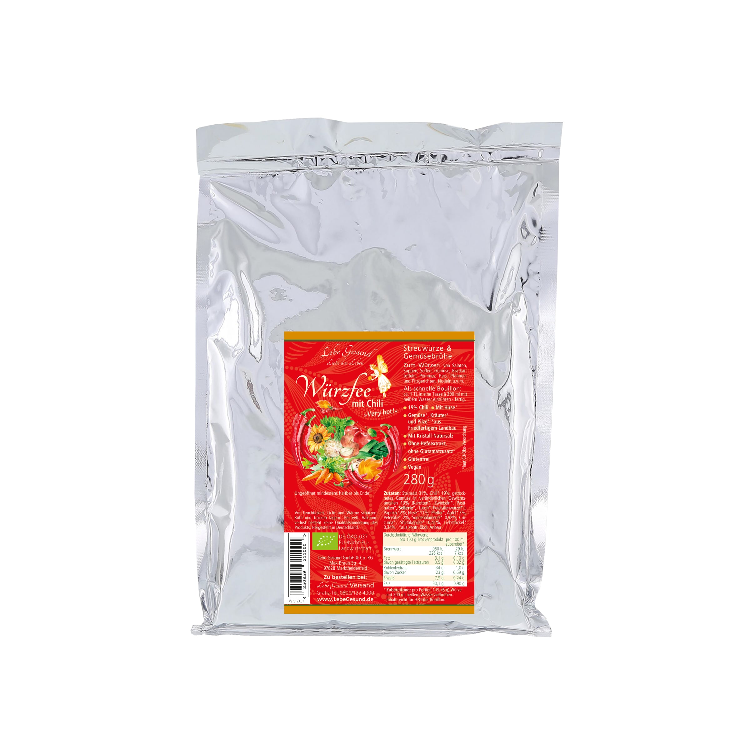 Würzfee mit Chili im Nachfüllpack kaufen Würzfee mit Chili von Lebe Gesund – Bio-Streuwürze im 280-g-Nachfüllpack