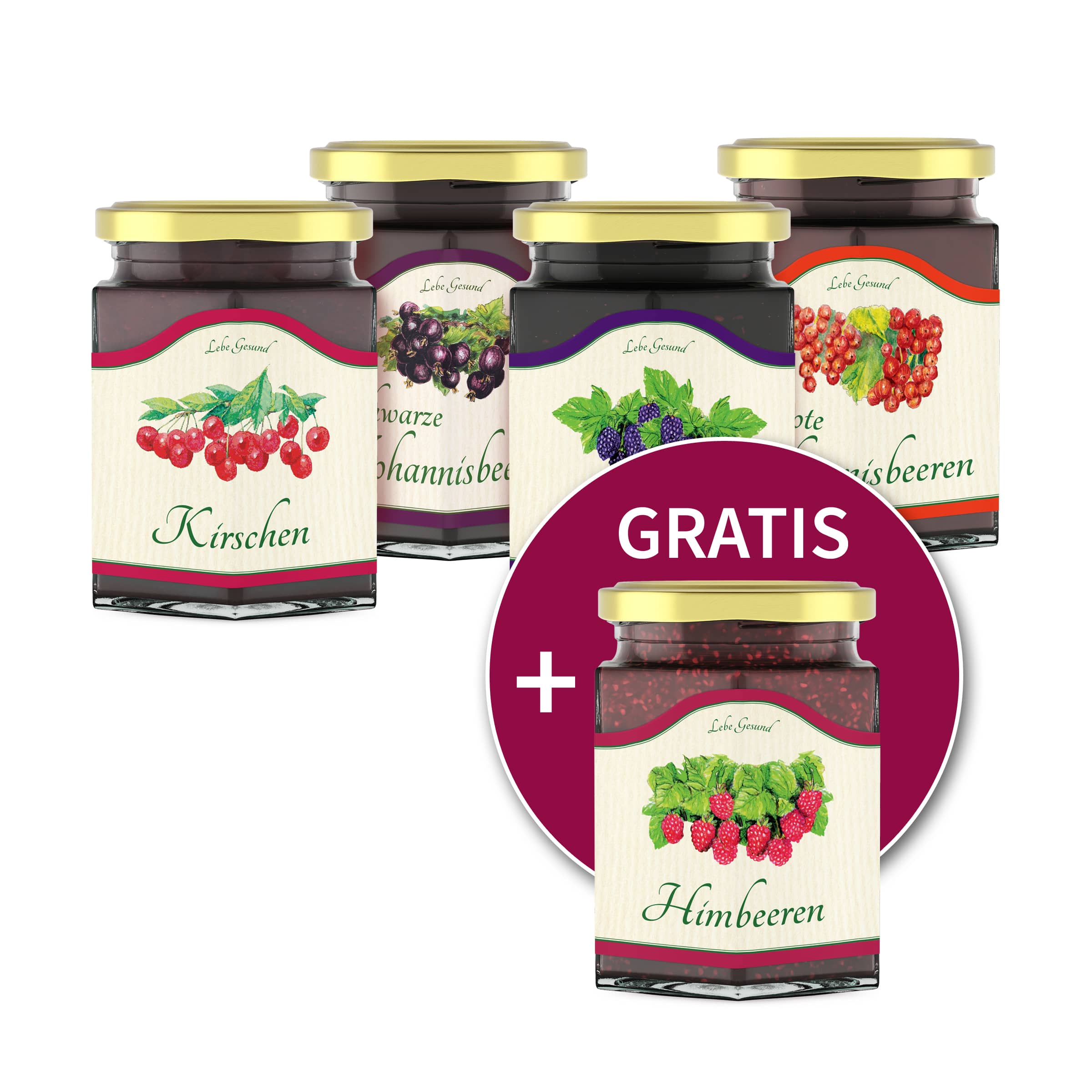 4+1 gratis: Fruchtaufstriche nach Wahl 4+1 gratis: Fruchtaufstriche nach Wahl