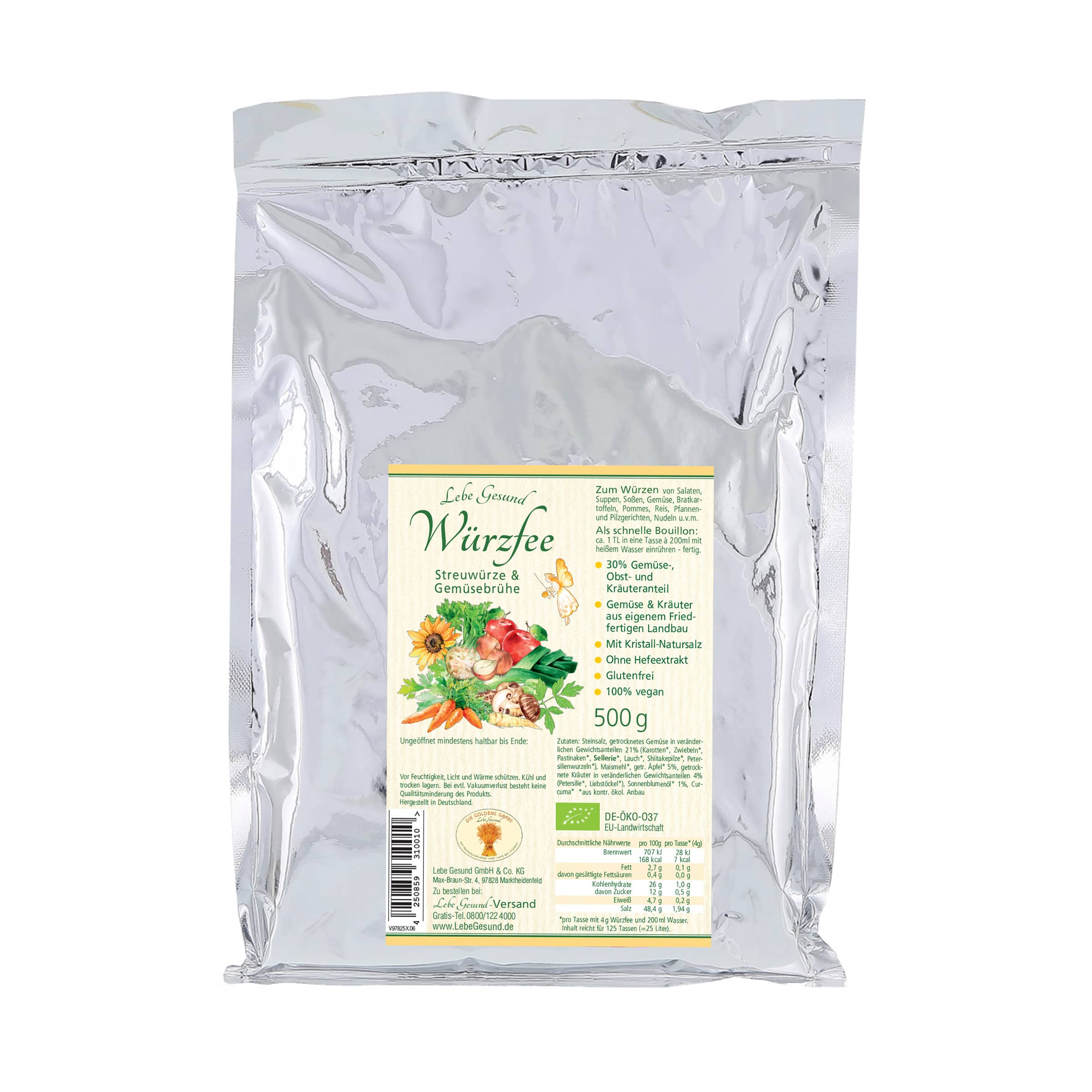Nachfüllpack Gemüsebrühe Würzfee kaufen Würzfee Bio-Gemüsebrühe von Lebe Gesund im 500-g-Nachfüllbeutel
