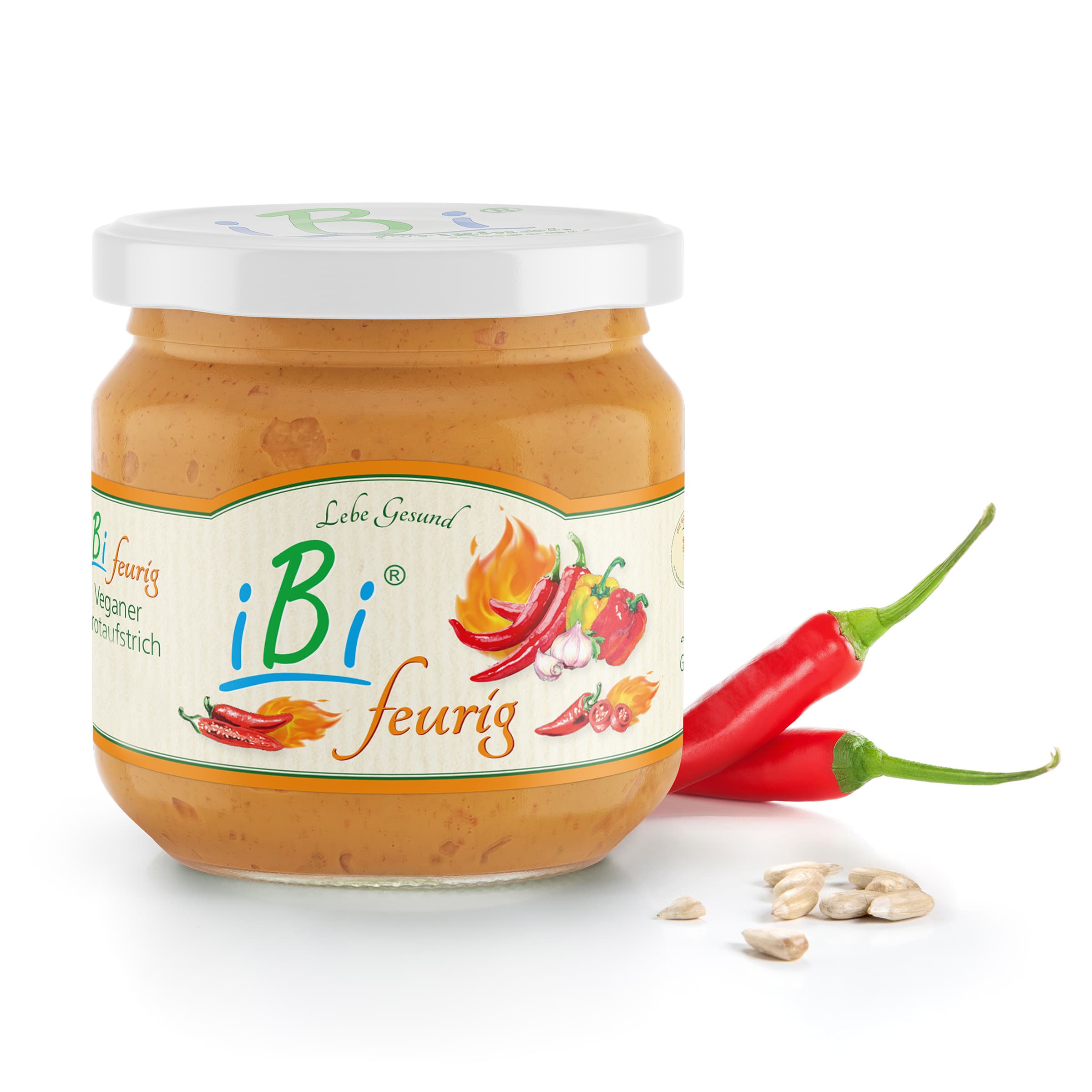 Feurig kaufen iBi-Feurig von Lebe Gesund – der scharfe vegane Brotaufstrich mit Peperoni im 170-g-Glas
