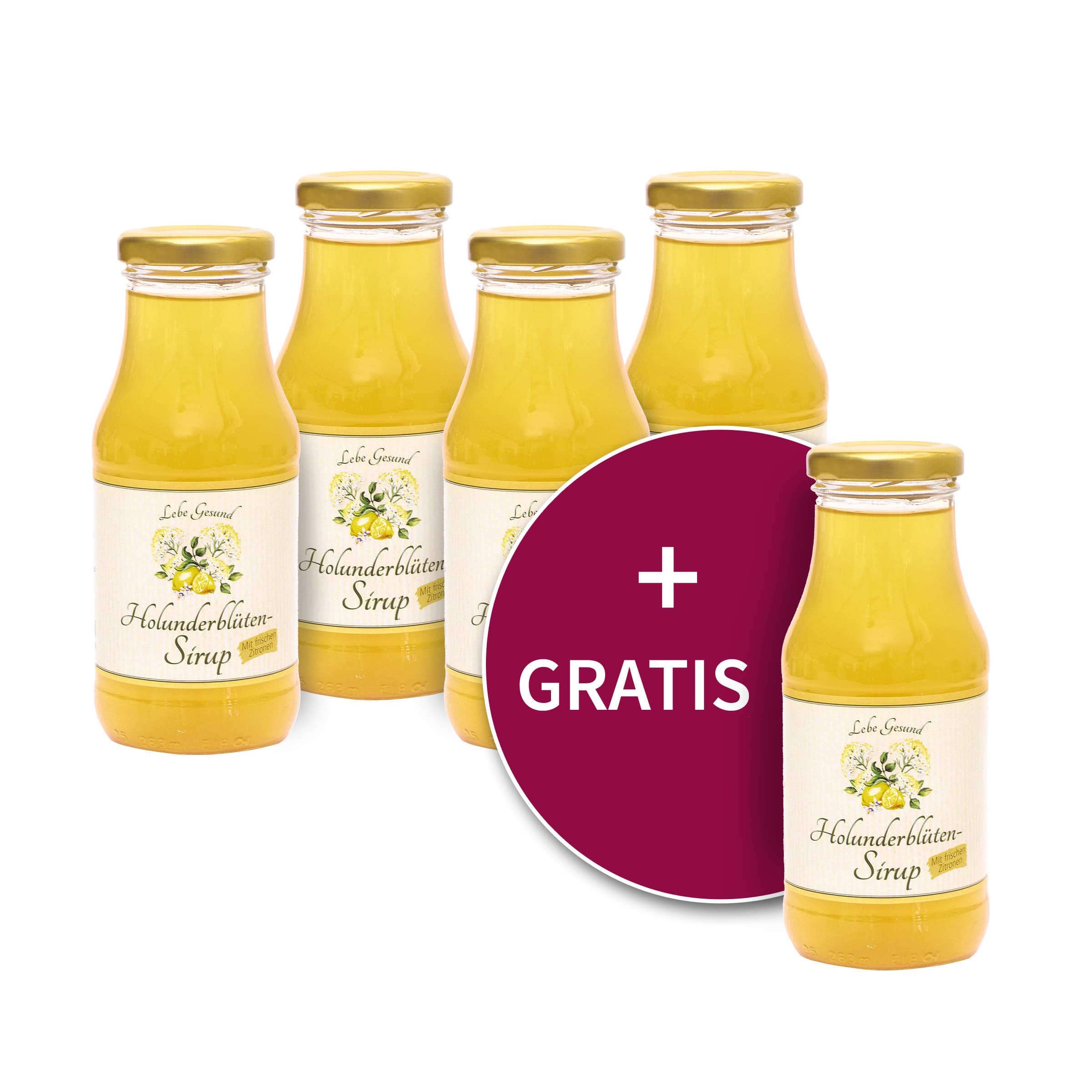 4+1 gratis: Holunderblüten-Sirup kaufen 4+1 gratis: Holunderblüten-Sirup