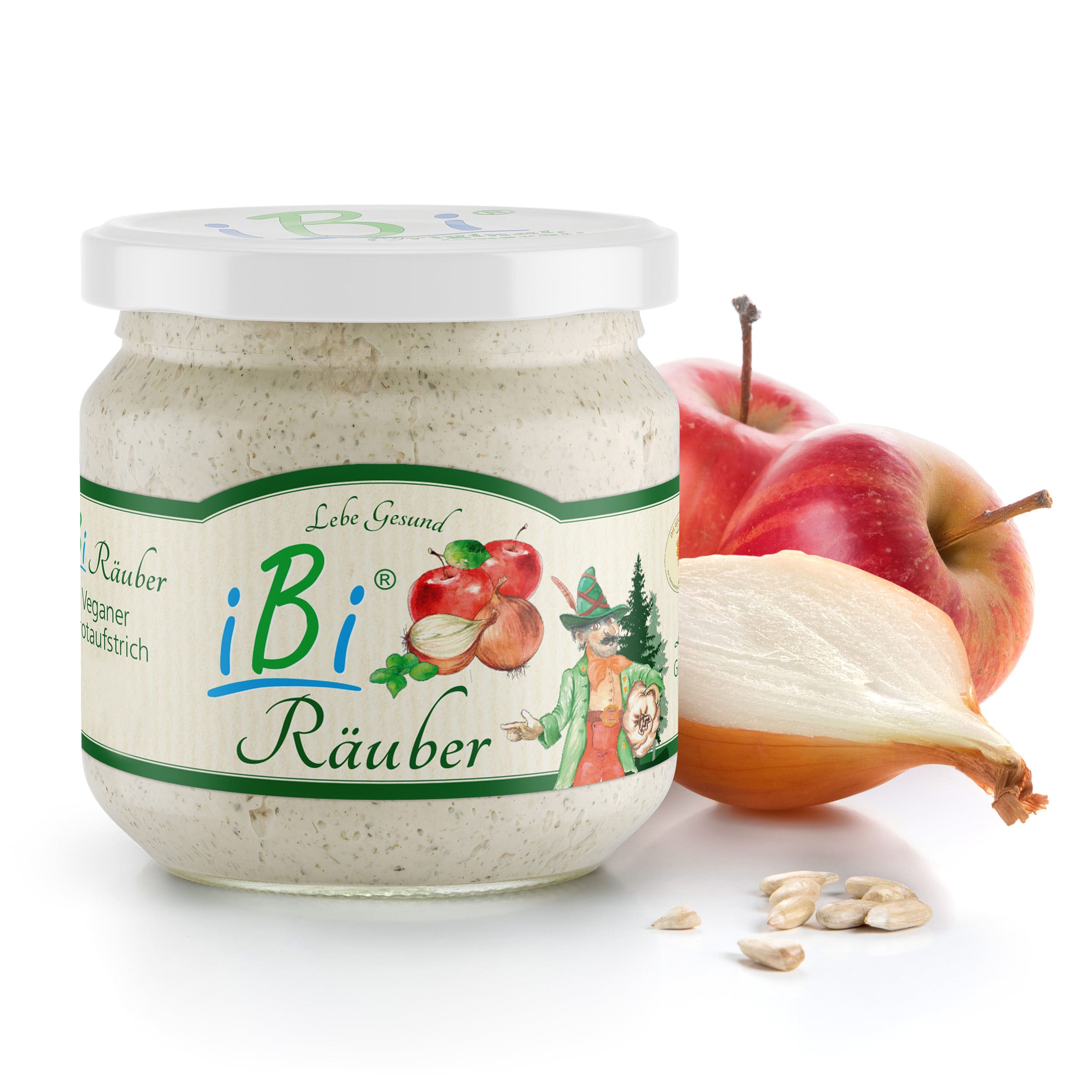 iBi-Räuber 170 g jetzt bestellen iBi-Räuber – veganer Brotaufstrich mit Äpfeln, Zwiebeln und Majoran, 170 g