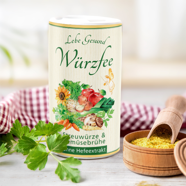 Die Würzfee, unsere Streuwürze und Gemüsebrühe Bekannt und beliebt seit vielen Jahren ist die Würzfee, unsere Streuwürze und Gemüsebrühe.