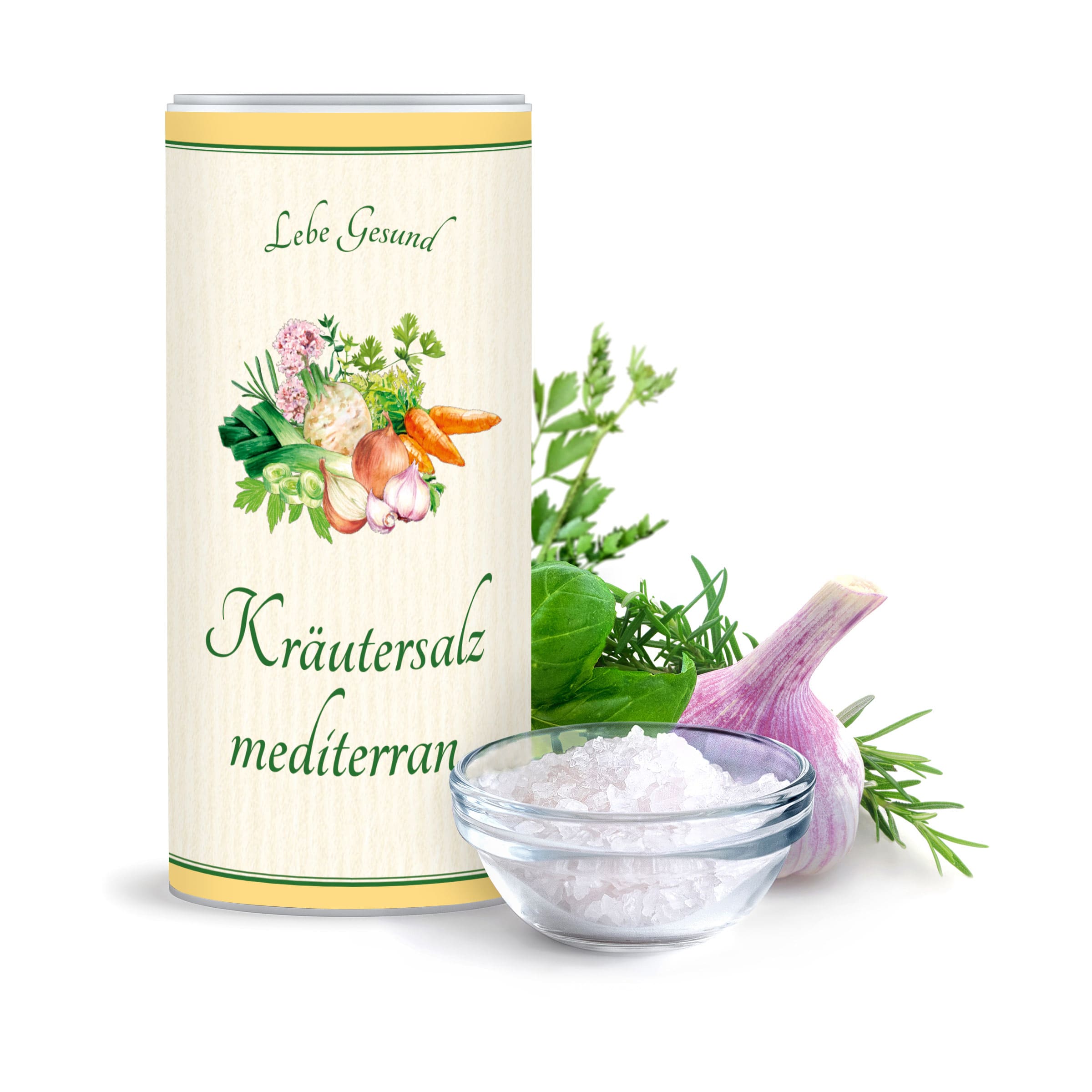 Kräutersalz mediterran jetzt bestellen Kräutersalz mediterran von Lebe Gesund mit Bio-Kräutern in der 75-g-Streudose