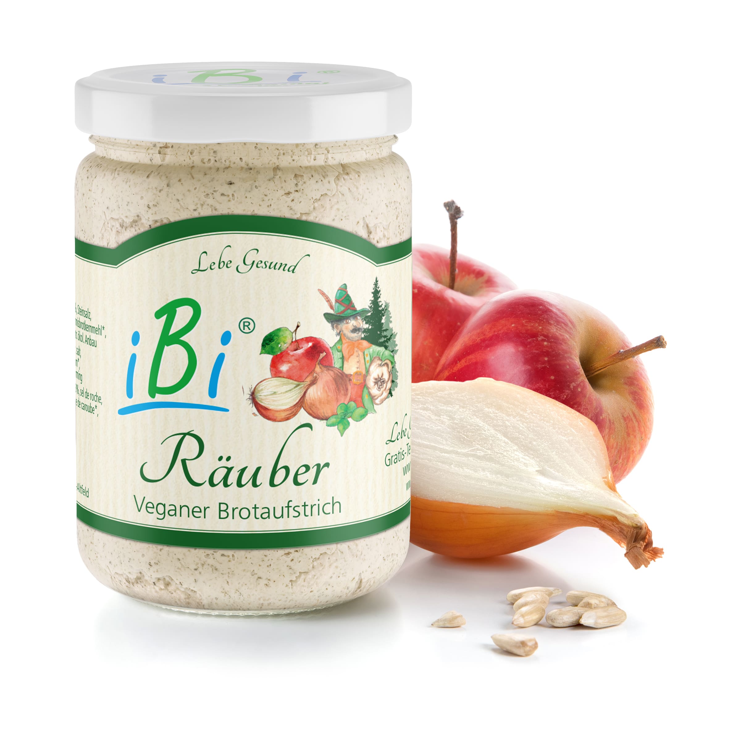 iBi-Räuber 135g gleich bestellen iBi-Räuber – veganer Brotaufstrich mit Äpfeln, Zwiebeln und Majoran, 135 g