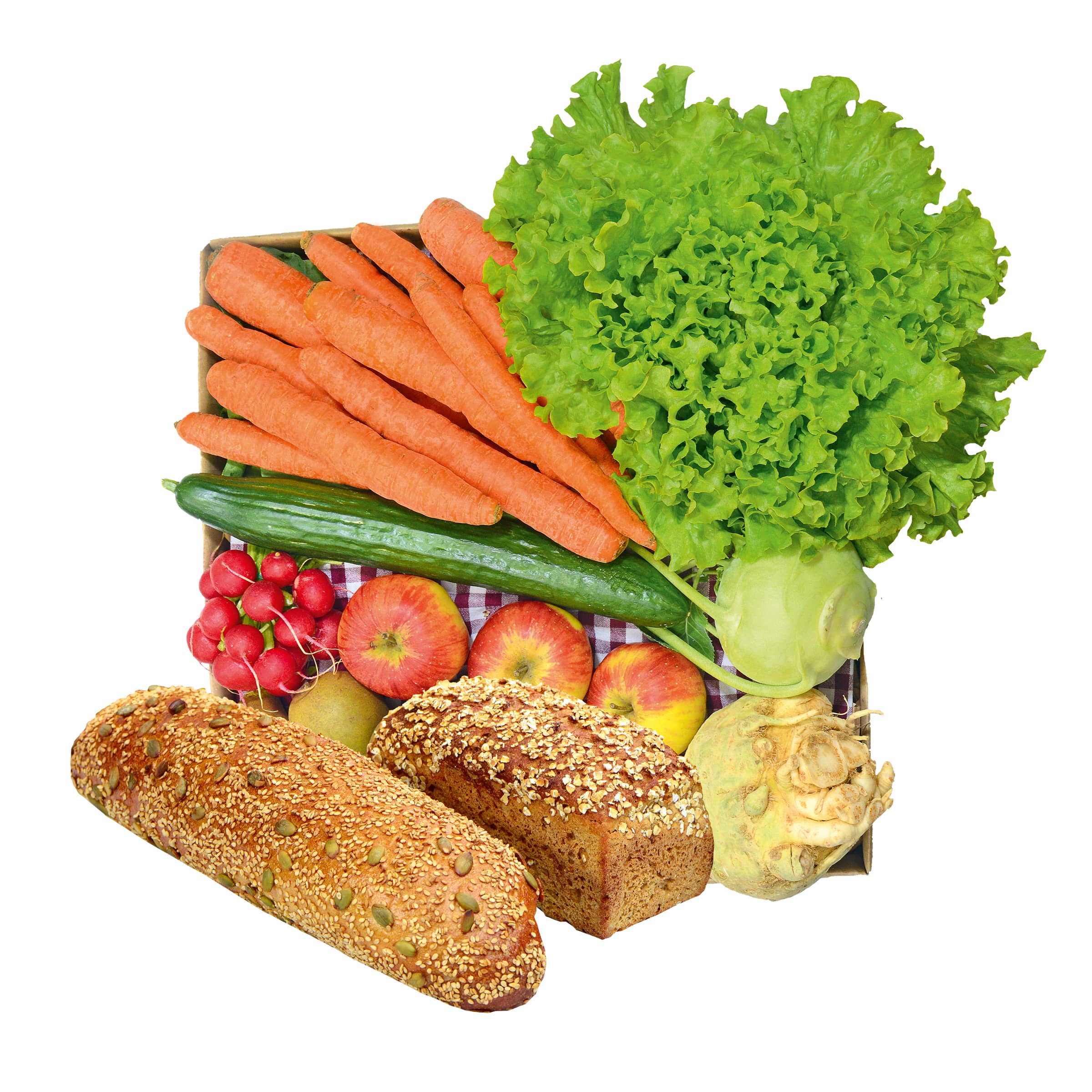 Große Gemüse- & Obst-Kiste mit Brot kaufen Große Gemüse- & Obst-Kiste mit Brot