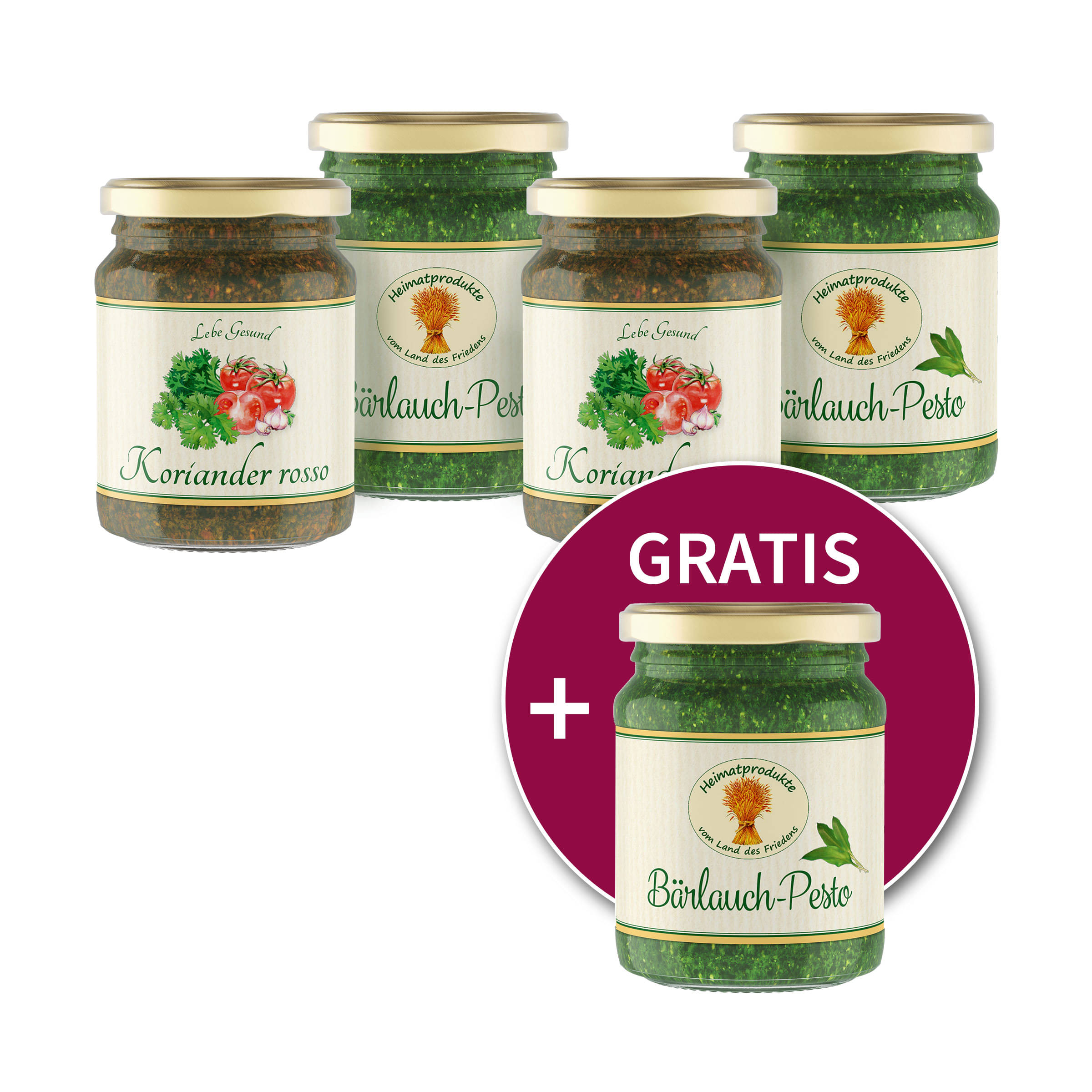 4+1 gratis: Kräuter-Pesto 125ml nach Wahl