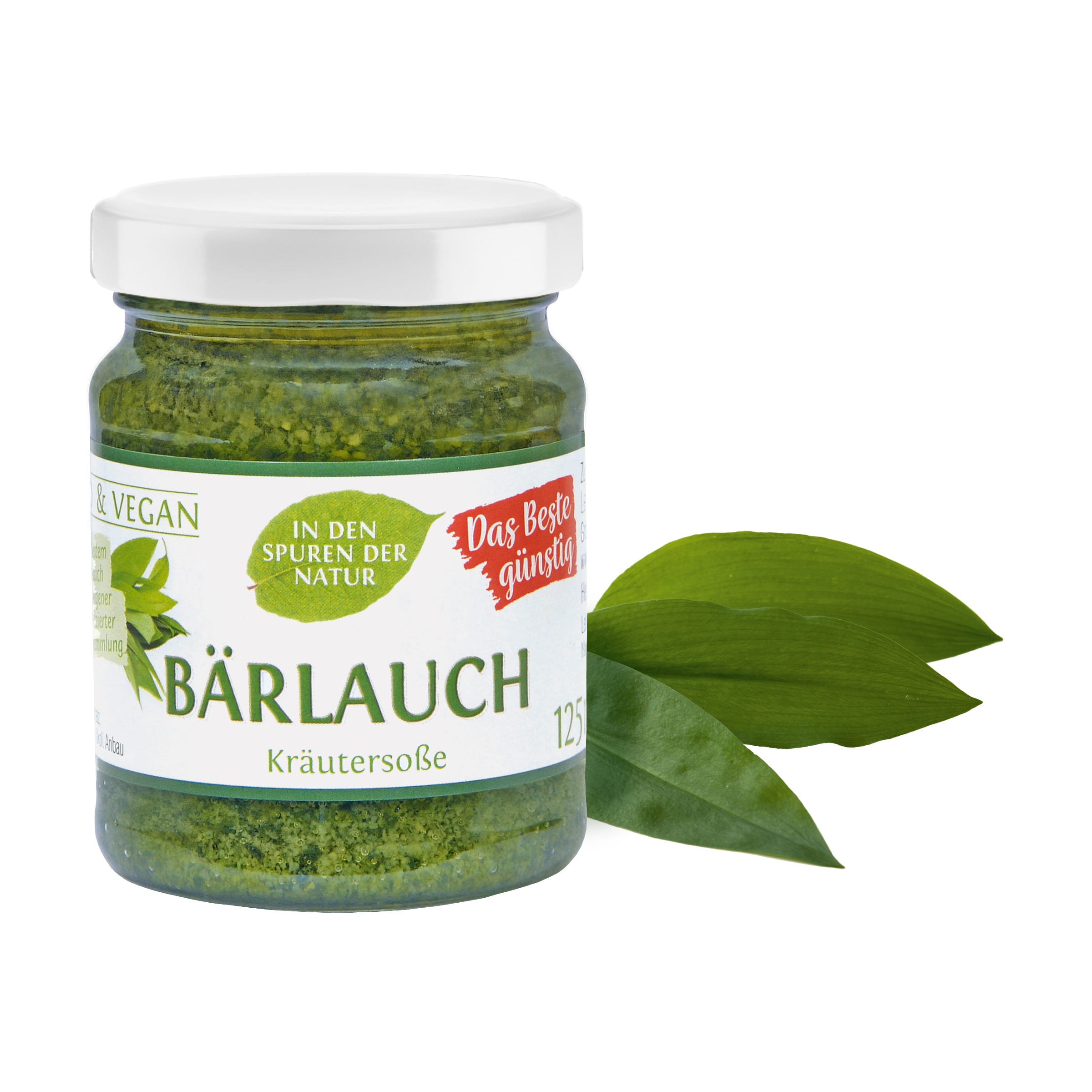 Bärlauch-Kräutersoße gleich kaufen Bärlauch-Kräutersoße – vegane Bio-Würzsoße mit Bärlauch, 125 ml