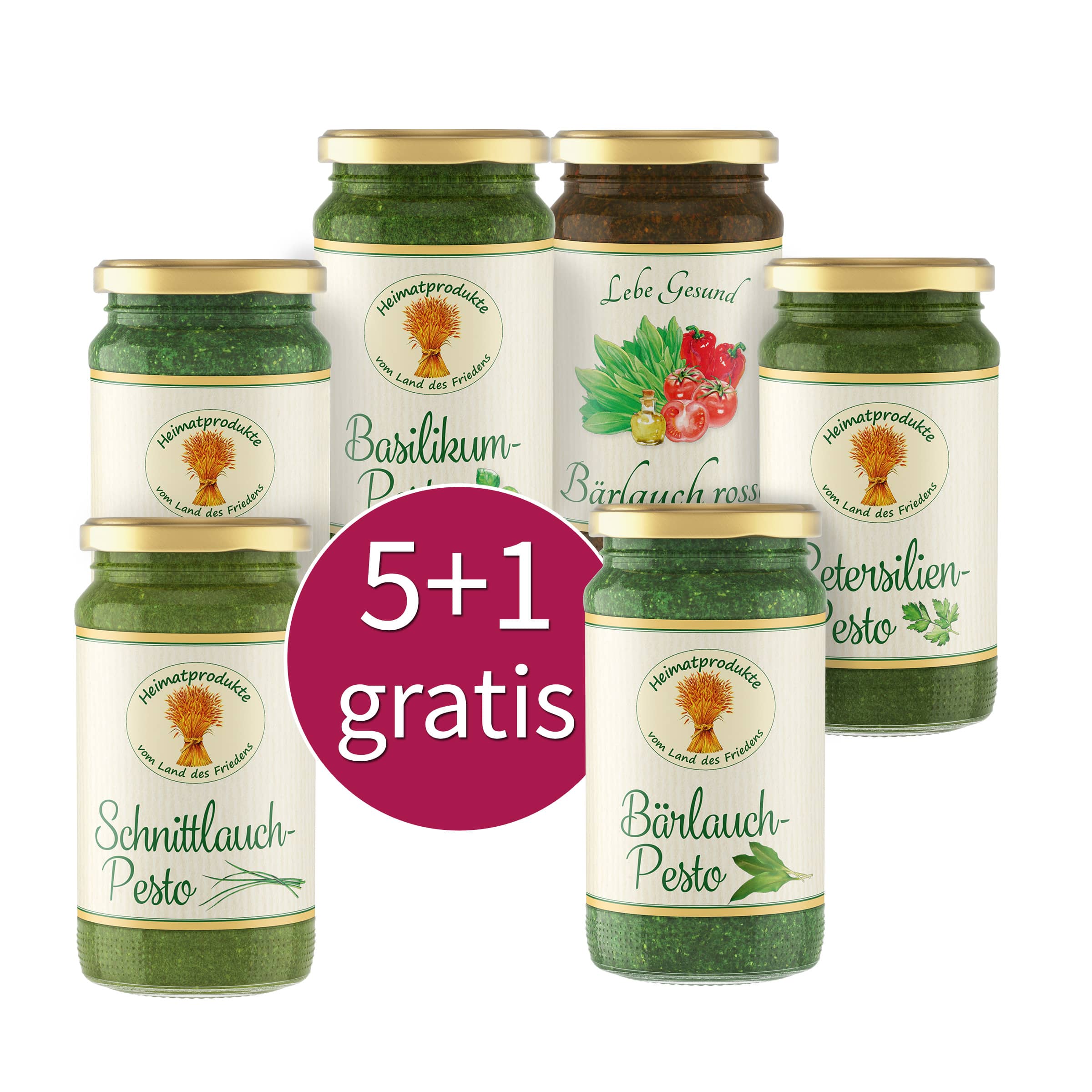 5+1 GRATIS: Kräuter-Pesto nach Wahl kaufen 5+1 GRATIS: Kräuter-Pesto nach Wahl